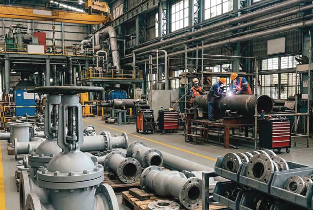 Industrial pipe manufacturing workshop