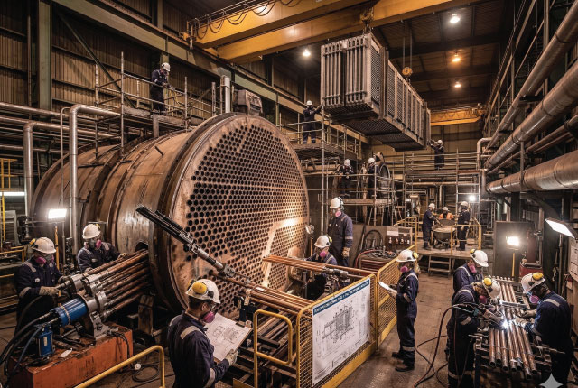 Industrial boiler manufacturing workshop