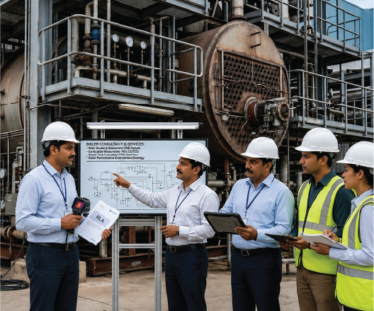 Industrial engineers discussing plant operations