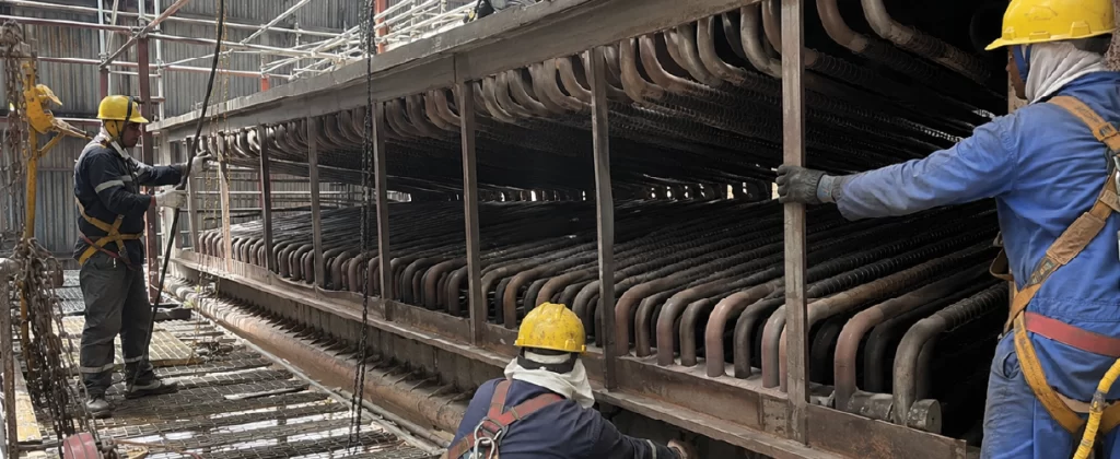 Industrial Boiler Tube Bank Inspection During Maintenance